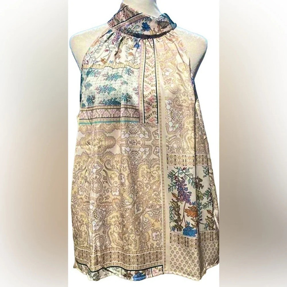 Rachel Zoe | Paisley Patchwork Tie-Back Sleeveless Blouse (L) - Picture 4 of 9